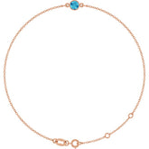 14K Rose Gold Natural Blue Zircon 6 1/2-7 1/2" Bracelet