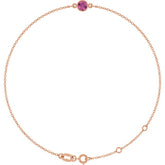 14K Rose Gold Natural Pink Tourmaline 6 1/2-7 1/2" Bracelet