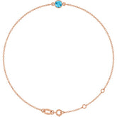 14K Rose Gold Natural Aquamarine 6 1/2-7 1/2" Bracelet