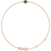 14K Rose Gold Lab-Grown Emerald 6 1/2-7 1/2" Bracelet