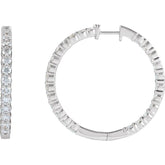 14K White Gold 5 CTW Lab-Grown Diamond Inside-Outside Hinged 37.8 mm Hoop Earrings