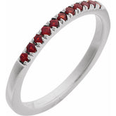 14K White Gold Natural Mozambique Garnet Stackable Ring