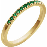 14K Yellow Gold Lab-Grown Emerald Stackable Ring
