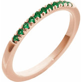14K Rose Gold Lab-Grown Emerald Stackable Ring