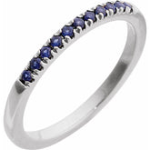 14K White Gold Lab-Grown Blue Sapphire Stackable Ring