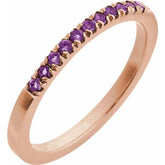 14K Rose Gold Natural Amethyst Stackable Rin