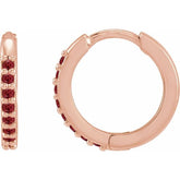 14K Rose Gold Lab-Grown Ruby Hinged 12.5 mm Hoop Earrings