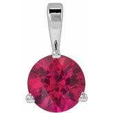 14K White Gold Lab-Grown Ruby Pendant