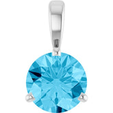 14K White Gold Lab-Grown Aqua Sapphire Pendant