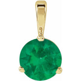 14K Yellow Gold Lab-Grown Emerald Pendant