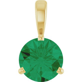 14K Yellow Gold Lab-Grown Emerald Pendant