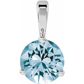 Platinum Lab-Grown Aqua Sapphire Pendant