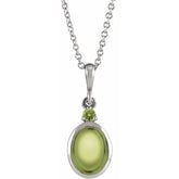 14K White Gold 6x4 mm Natural Peridot 16-18" Necklace