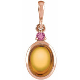 14K Rose Gold 8x6 mm Natural Citrine & Natural Pink Tourmaline Pendant