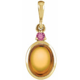 14K Yellow Gold 5x3 mm Natural Citrine & Natural Pink Tourmaline Pendant