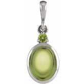 14K White Gold 6x4 mm Natural Peridot Pendant