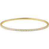 14K Yellow Gold 1 CTW Natural Diamond Flexible Bangle 7" Bracelet