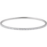 14K White Gold 2 CTW Natural Diamond Flexible Bangle 7" Bracelet