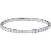 14K White Gold 3 CTW Natural Diamond Flexible Bangle 7" Bracelet