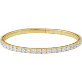 14K Yellow Gold 3 CTW Lab-Grown Diamond Flexible Bangle 7" Bracelet