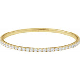 14K Yellow Gold 5 CTW Natural Diamond Flexible Bangle 7" Bracelet