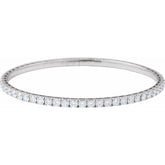 14K White Gold 5 CTW Natural Diamond Flexible Bangle 7" Bracelet