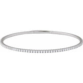 14K White Gold 1 1/2 CTW Lab-Grown Diamond Flexible Bangle 7" Bracelet
