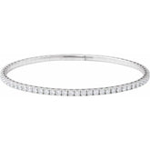 14K White Gold 3 CTW Lab-Grown Diamond Flexible Bangle 7" Bracelet