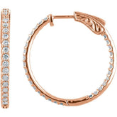 14K Rose Gold 1 CTW Lab-Grown Diamond Inside-Outside 26.5 mm Hinged Hoop Earrings