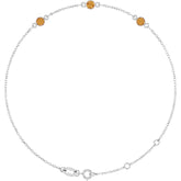 14K White Gold Natural Citrine Bezel-Set 3-Stone 6 1/2-7 1/2" Bracelet