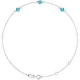 14K White Gold Natural Aquamarine Bezel-Set 3-Stone 6 1/2-7 1/2" Bracelet