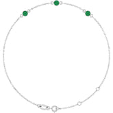 14K White Gold Lab-Grown Emerald Bezel-Set 3-Stone 6 1/2-7 1/2" Bracelet