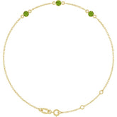 14K Yellow Gold Natural Peridot Bezel-Set 3-Stone 6 1/2-7 1/2" Bracelet