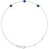 14K White Gold Lab-Grown Blue Sapphire Bezel-Set 3-Stone 6 1/2-7 1/2" Bracelet