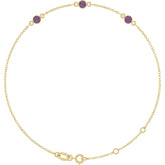 14K Yellow Gold Lab-Grown Alexandrite Bezel-Set 3-Stone 6 1/2-7 1/2" Bracelet
