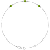 14K White Gold Natural Peridot Bezel-Set 3-Stone 6 1/2-7 1/2" Bracelet