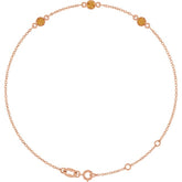 14K Rose Gold Natural Citrine Bezel-Set Three-Stone 6 1/2-7 1/2" Bracelet
