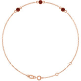 14K Rose Gold Natural Mozambique Garnet Bezel-Set 3-Stone 6 1/2-7 1/2" Bracelet