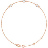 14K Rose Gold 1/3 CTW Lab-Grown Diamond Bezel-Set 3-Stone 6 1/2-7 1/2" Bracelet