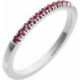 14K White Gold Natural Ruby Stackable Ring