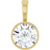 14K Yellow Gold 9/10 CT Lab-Grown Diamond Bezel-Set Solitaire Pendant