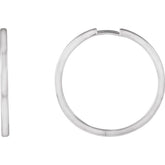 14K White Gold Hinged 25 mm Hoop Earring