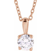 14K Rose Gold 1 CT Natural Diamond 18" Necklace