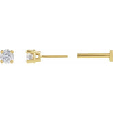 14K Yellow Gold 1/10 CT Natural Diamond Earring