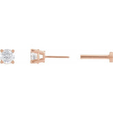 14K Rose Gold 1/6 CT Natural Diamond Earring