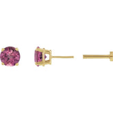 14K Yellow Gold Natural Pink Tourmaline Earring