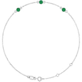 Sterling Silver Lab-Grown Emerald 6 1/2-7 1/2" Bracelet
