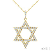 3/4 Ctw Star of David Round Cut Diamond Fashion Pendant With Chain in 14K Yellow Gold
