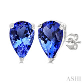 6X4MM Pear Cut Tanzanite Precious Stud Earrings in 14K White Gold