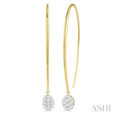 1/2 Ctw Oval Shape Dangler Lovebright Round Cut Diamond Earrings in 14K Yellow and White Gold
